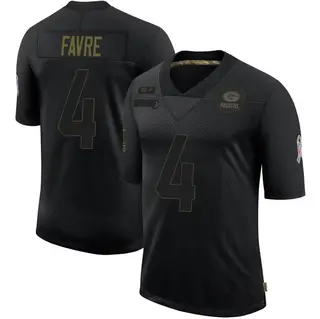 Green Bay Packers Youth Brett Favre Limited 2020 Salute To Service Jersey - Black