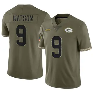 Green Bay Packers Youth Christian Watson Limited 2022 Salute To Service Jersey - Olive