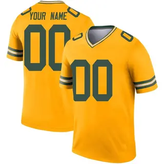 Green Bay Packers Youth Custom Legend Inverted Jersey - Gold