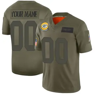 Green Bay Packers Youth Custom Limited 2019 Salute to Service Jersey - Camo