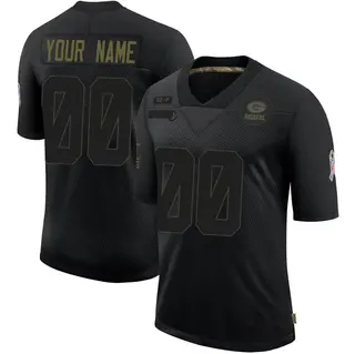 Green Bay Packers Youth Custom Limited 2020 Salute To Service Jersey - Black