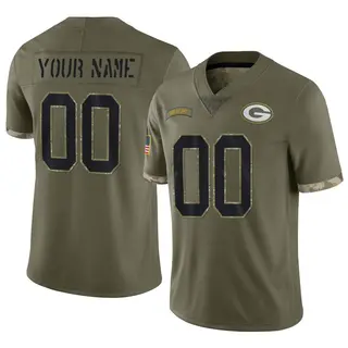 Green Bay Packers Youth Custom Limited 2022 Salute To Service Jersey - Olive