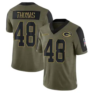 Green Bay Packers Youth DQ Thomas Limited 2021 Salute To Service Jersey - Olive