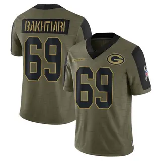 Green Bay Packers Youth David Bakhtiari Limited 2021 Salute To Service Jersey - Olive