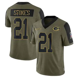 Green Bay Packers Youth Eric Stokes Limited 2021 Salute To Service Jersey - Olive