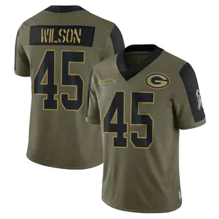 Green Bay Packers Youth Eric Wilson Limited 2021 Salute To Service Jersey - Olive