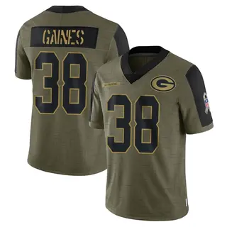 Green Bay Packers Youth Innis Gaines Limited 2021 Salute To Service Jersey - Olive