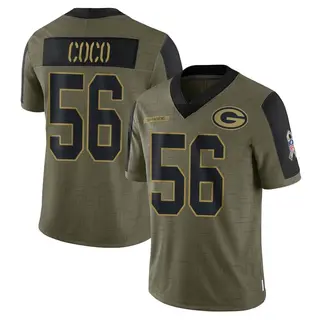 Green Bay Packers Youth Jack Coco Limited 2021 Salute To Service Jersey - Olive