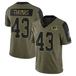 Green Bay Packers Youth Kiondre Thomas Limited 2021 Salute To Service Jersey - Olive
