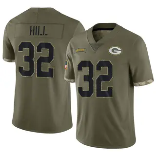 Green Bay Packers Youth Kylin Hill Limited 2022 Salute To Service Jersey - Olive