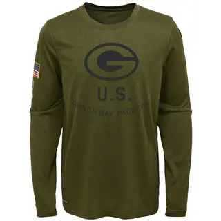 Green Bay Packers Youth Legend 2018 Salute to Service Performance Long Sleeve T-Shirt - Olive