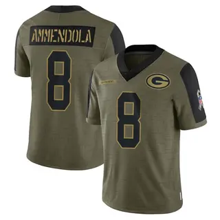 Green Bay Packers Youth Matt Ammendola Limited 2021 Salute To Service Jersey - Olive