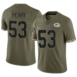 Green Bay Packers Youth Nick Perry Limited 2022 Salute To Service Jersey - Olive