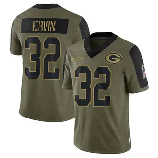 Green Bay Packers Youth Tyler Ervin Limited 2021 Salute To Service Jersey - Olive