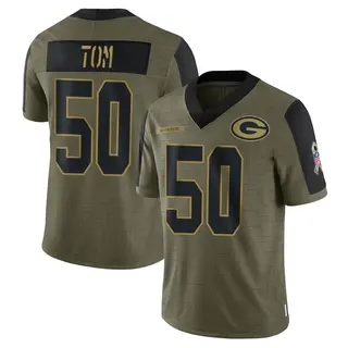 Green Bay Packers Youth Zach Tom Limited 2021 Salute To Service Jersey - Olive